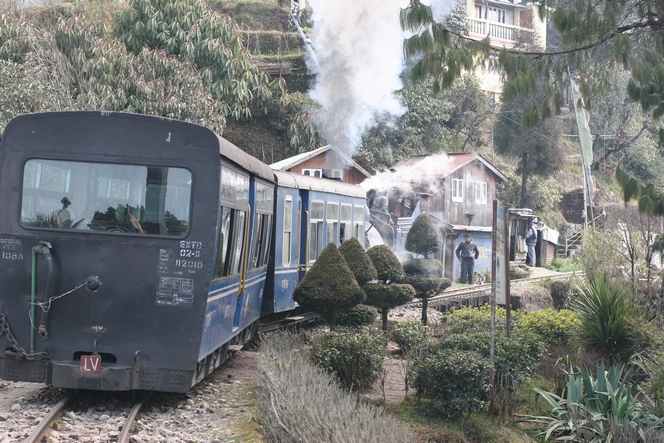 Toy Train taking a break for the delight of tourists